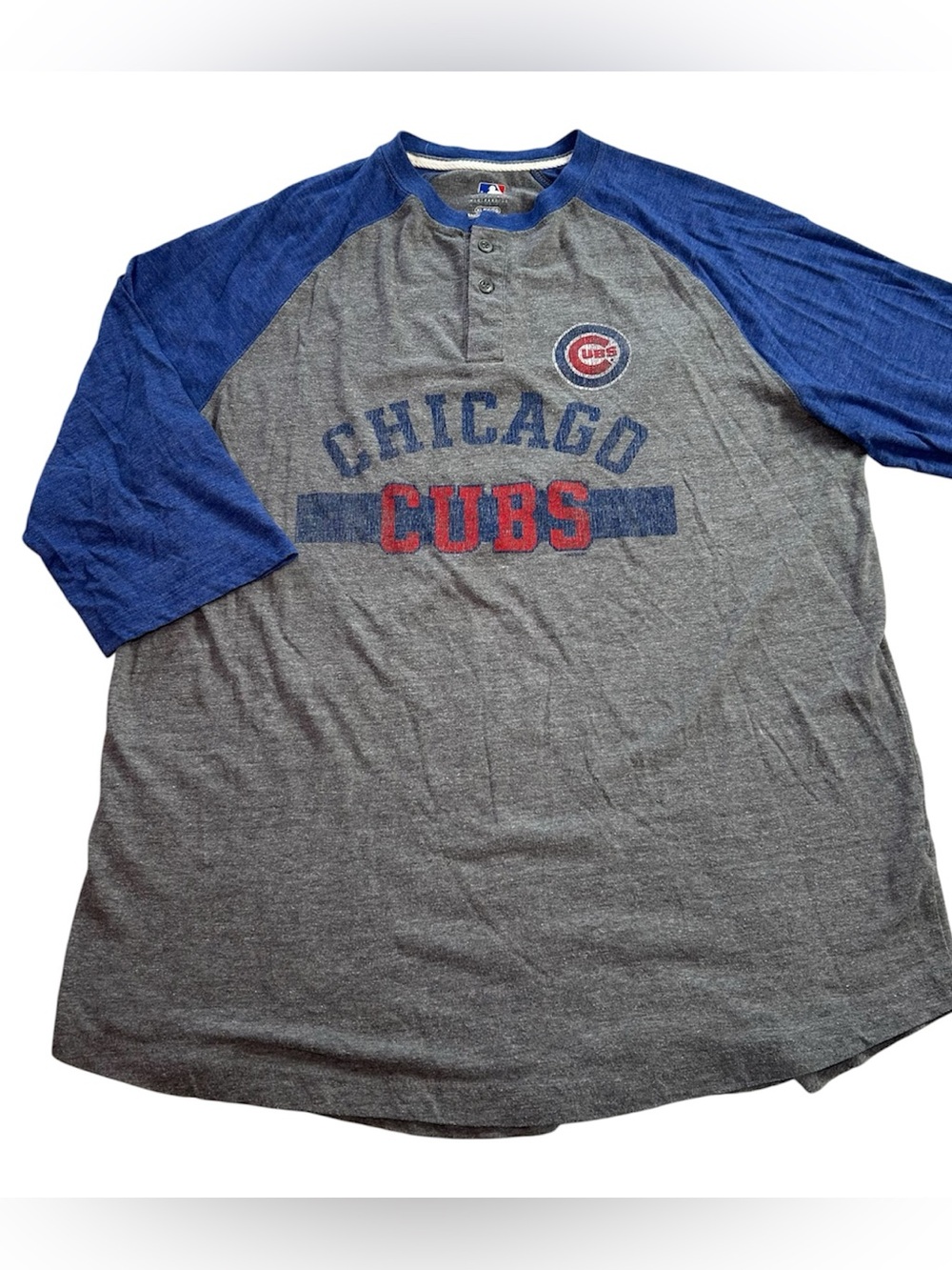 Chicago Cubs MLB Genuine Merchandise Men’s 3/4 Sleeve Henley Shirt Gray size XL